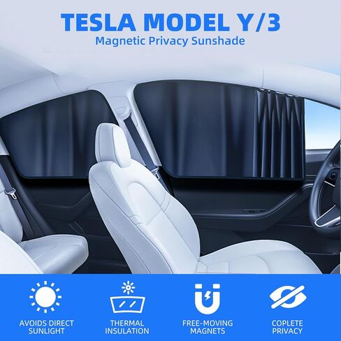 Tesla Model Y/3 Sunshade - Magnetic Side Window Shade, Baby Car Window Privacy Shade, Removable Curtains for Tesla Model Y/3 2024 in Saudi Arabia
