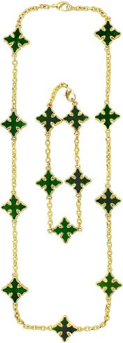 ICE STAR Men’s Chrome-Inspired Multi-Cross Necklace & Bracelet Set – 2-Piece Jewelry with Double-Sided Charms, Stylish Gift for Him in Kuwait