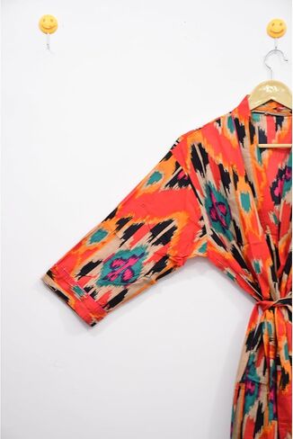 Indian Hand block print Cotton Bath Robe,Swim Wear,Nighrwere Dressing Gown,Hand block print Cotton Kimono bikini cover up in Kuwait