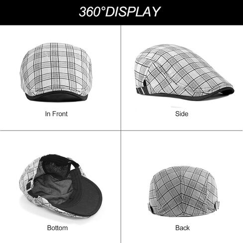 Yameize Retro Men Beret Flat Cap - Newsboy Hat Baker Boy's Ivy Flat Flat Cap Trendy Cabbie Beret Hat Peaky Cotton in Kuwait