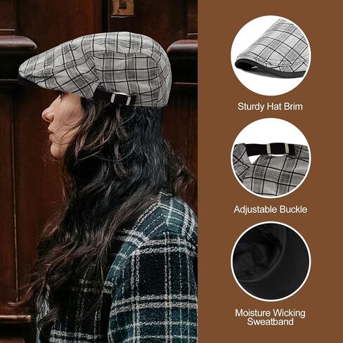 Yameize Retro Men Beret Flat Cap - Newsboy Hat Baker Boy's Ivy Flat Flat Cap Trendy Cabbie Beret Hat Peaky Cotton in Kuwait