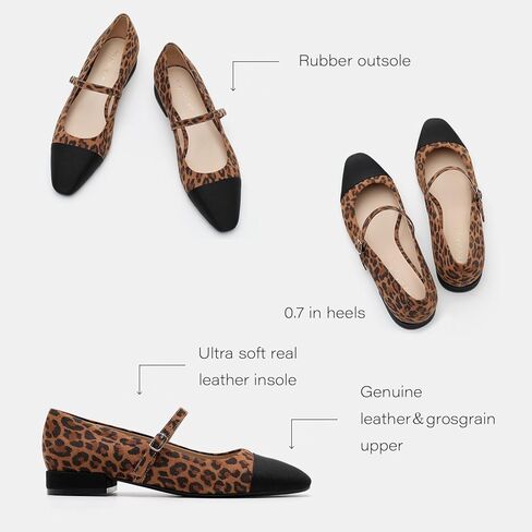 Genuine Leather Mary Jane Shoes Women Comfortable Casual Dressy Flats with Memory Latex Insole Adjustable Straps Comfort Mary Janes Flats in Saudi Arabia