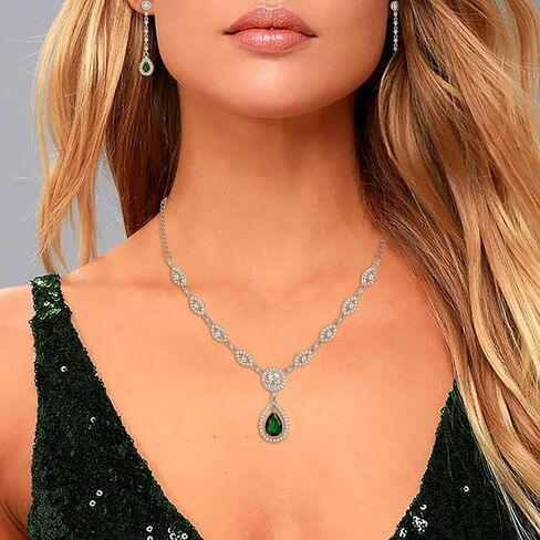 المجوهرات الزفاف الإيمان من أي وقت مضى مجموعة للنساء ، دمعة مذهلة Zirconia Zirconia birthstone قلادة أقراط مجموعة هدية ليوم الأم/عيد الميلاد/عيد الميلاد/عيد الميلاد in Kuwait