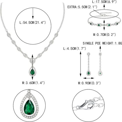 المجوهرات الزفاف الإيمان من أي وقت مضى مجموعة للنساء ، دمعة مذهلة Zirconia Zirconia birthstone قلادة أقراط مجموعة هدية ليوم الأم/عيد الميلاد/عيد الميلاد/عيد الميلاد in Kuwait
