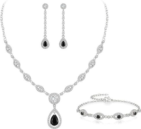 المجوهرات الزفاف الإيمان من أي وقت مضى مجموعة للنساء ، دمعة مذهلة Zirconia Zirconia birthstone قلادة أقراط مجموعة هدية ليوم الأم/عيد الميلاد/عيد الميلاد/عيد الميلاد in Saudi Arabia