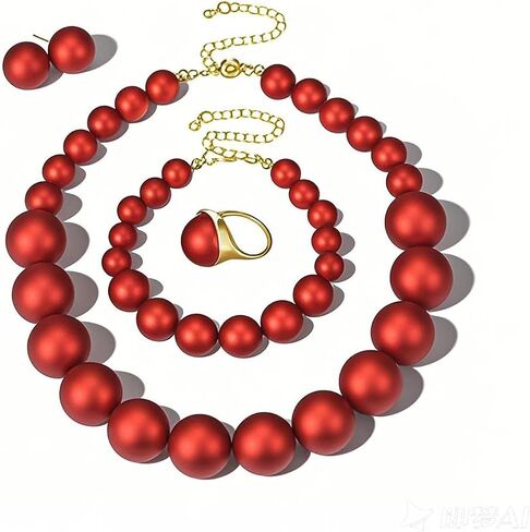 Prom Jewelry Set for Women Pearl Jewelry Sets Pearls Necklace Earrings Bracelet Ring Sets Faux Pearls Bridesmaid Bridal Wedding Prom Outfits Jewelry Sets in Saudi Arabia