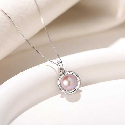 YAMI Pearl Necklace and Earring Set for Women, 925 Sterling Silver 10MM Cultured Pearls Pendant Necklace Pearl Stud Earrings Jewelry Set, 18Inch+2" Box Chain, Gifts for Mother Wife Her in Kuwait