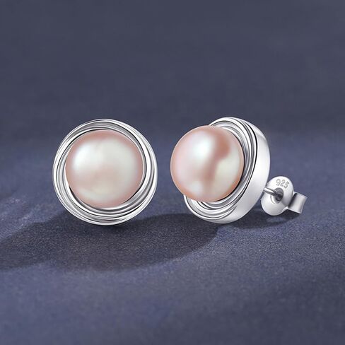 YAMI Pearl Necklace and Earring Set for Women, 925 Sterling Silver 10MM Cultured Pearls Pendant Necklace Pearl Stud Earrings Jewelry Set, 18Inch+2" Box Chain, Gifts for Mother Wife Her in Kuwait