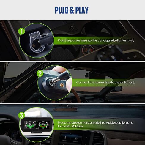 MR CARTOOL M60 Car Inclinometer Digital GPS HUD Angle الملعب عداد سرعة MPH مع بوصلة للسيارات الدفع الرباعي الطرق الوعرة in Kuwait