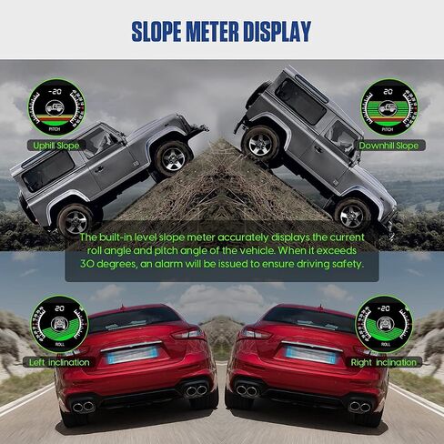 MR CARTOOL M60 Car Inclinometer Digital GPS HUD Angle الملعب عداد سرعة MPH مع بوصلة للسيارات الدفع الرباعي الطرق الوعرة in Kuwait