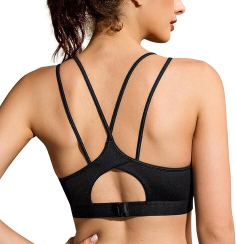 ZeroBound Women's Strappy Sports Bra Criss Cross Back Padded Medium Support Wireless in Kuwait