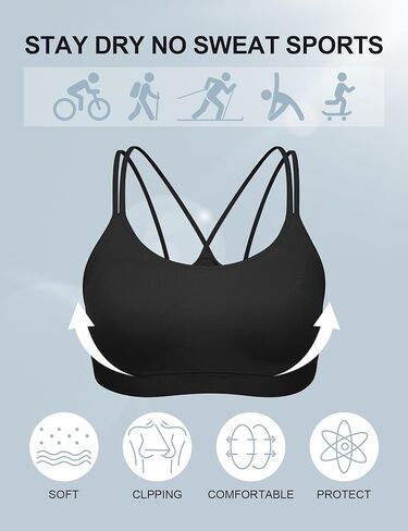 ZeroBound Women's Strappy Sports Bra Criss Cross Back Padded Medium Support Wireless in Kuwait
