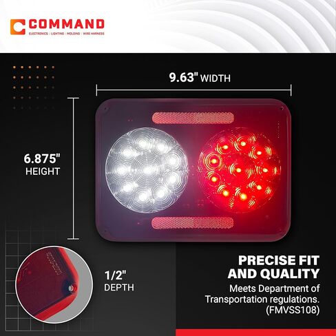 Command Electronics 12V LED Surface Mount Double Tail Light – OEM RV, Truck, & Trailer Utility Light – Sealed Polycarbonate Lens – CSA Certified for the US and Canada – 2-Pack in Kuwait