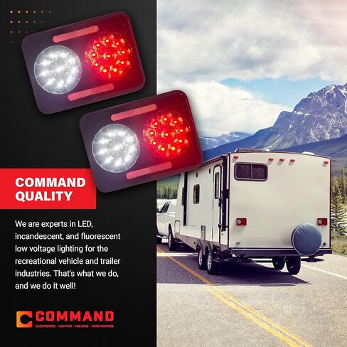 Command Electronics 12V LED Surface Mount Double Tail Light – OEM RV, Truck, & Trailer Utility Light – Sealed Polycarbonate Lens – CSA Certified for the US and Canada – 2-Pack in Kuwait