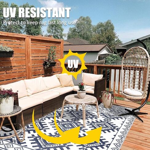 Outdoor Rugs for Patio Clearance - 5'x8' Waterproof Reversible Indoor Outdoor Rug Carpet, Portable Plastic Straw Rug for RV Camping, Picnic, Beach, Porch, Deck(Rug001#,Black&Brown) in Saudi Arabia