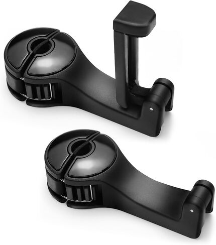 2PCS Car Headrest Hidden Hook, 2 in 1 Car Seat Hook with Phone Holder, Auto Back Seat Hanging Hook for Handbag Clothes Grocery, Universal Vehicle Purse Hook Holder Organizer (Black) in Saudi Arabia