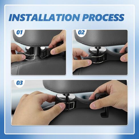2PCS Car Headrest Hidden Hook, 2 in 1 Car Seat Hook with Phone Holder, Auto Back Seat Hanging Hook for Handbag Clothes Grocery, Universal Vehicle Purse Hook Holder Organizer (Black) in Kuwait
