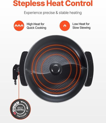 VEVOR Electric Grill and Hot Pot, 2200W 2 in 1 Electric Hot Pot, Multi-function Smokeless Grill with Dual Temp Control, Hotpot Pot Electric Grill with Nonstick Coating for BBQ, Steaks, Shabu in Saudi Arabia