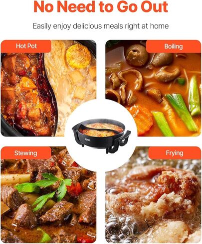 VEVOR Electric Grill and Hot Pot, 2200W 2 in 1 Electric Hot Pot, Multi-function Smokeless Grill with Dual Temp Control, Hotpot Pot Electric Grill with Nonstick Coating for BBQ, Steaks, Shabu in Saudi Arabia