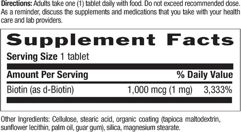 Country Life Biotin 1mg Supports Healthy Hair, Skin & Nails, 100 Tablets, Certified Gluten Free, Certified Vegan, Certified Halal, Non-GMO Verified in Saudi Arabia