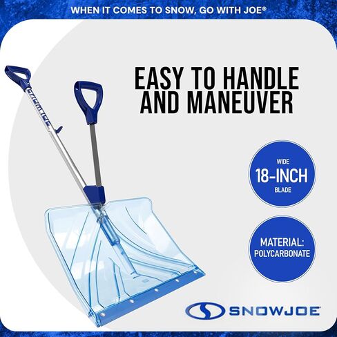 Snow Joe SJ-SHLV20 Shovelution 20 بوصة، مجرفة ثلج لتقليل الضغط مع مقبض زنبركي + شفرة مقاومة للصدمات، أزرق in Saudi Arabia