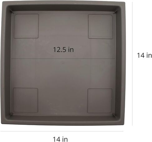 The HC Companies 14 Inch Accent Square Plastic Plant Saucer - Indoor Outdoor Plant Trays for Pots - 14"x14"x1.8", Warm Gray in Saudi Arabia