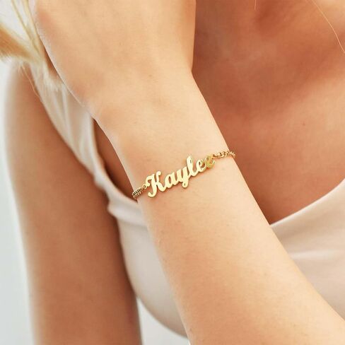 LOFART Personalized Name Bracelet,Custom Cuban Chain Name Bracelet,Stainless Steel Name Bracelet Man Name Bracelet, Gift for Him in Saudi Arabia