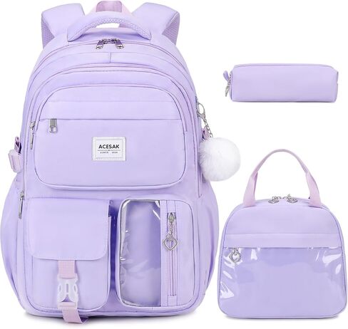 Backpack for Girls - Girls Backpack with Lunch Bag & Pencil Pouch for Teen Kids Laptop Backpack for Women, Elementary Middle High School Bookbag Travel Daypack (Pink Strawberry) in Kuwait