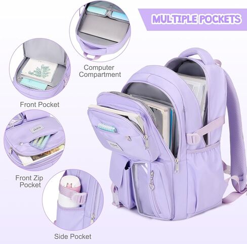 Backpack for Girls - Girls Backpack with Lunch Bag & Pencil Pouch for Teen Kids Laptop Backpack for Women, Elementary Middle High School Bookbag Travel Daypack (Pink Strawberry) in Kuwait