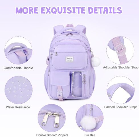 Backpack for Girls - Girls Backpack with Lunch Bag & Pencil Pouch for Teen Kids Laptop Backpack for Women, Elementary Middle High School Bookbag Travel Daypack (Pink Strawberry) in Kuwait