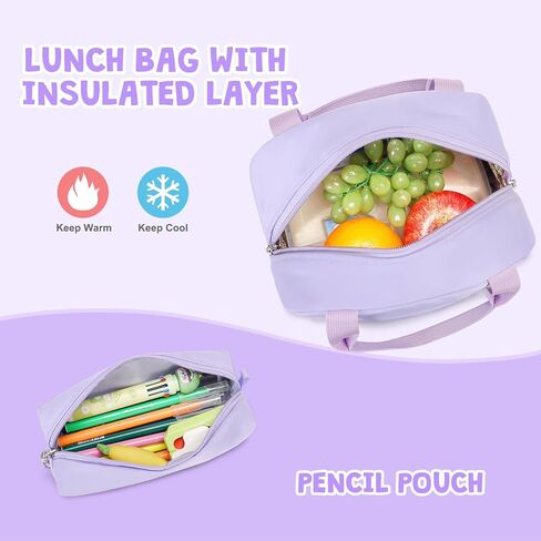 Backpack for Girls - Girls Backpack with Lunch Bag & Pencil Pouch for Teen Kids Laptop Backpack for Women, Elementary Middle High School Bookbag Travel Daypack (Pink Strawberry) in Kuwait