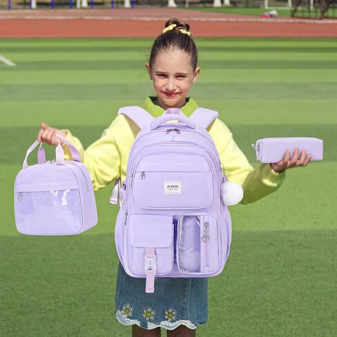 Backpack for Girls - Girls Backpack with Lunch Bag & Pencil Pouch for Teen Kids Laptop Backpack for Women, Elementary Middle High School Bookbag Travel Daypack (Pink Strawberry) in Kuwait