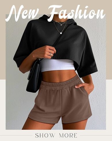 Ficerd 3 Pack Shorts Women's Gwing ، مرنة عالية الخصر غير الرسمي الصيفي الصيفي القطن المريح مع الجيوب in Kuwait