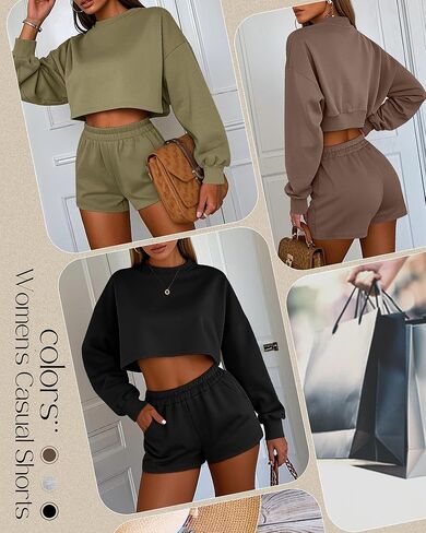 Ficerd 3 Pack Shorts Women's Gwing ، مرنة عالية الخصر غير الرسمي الصيفي الصيفي القطن المريح مع الجيوب in Kuwait