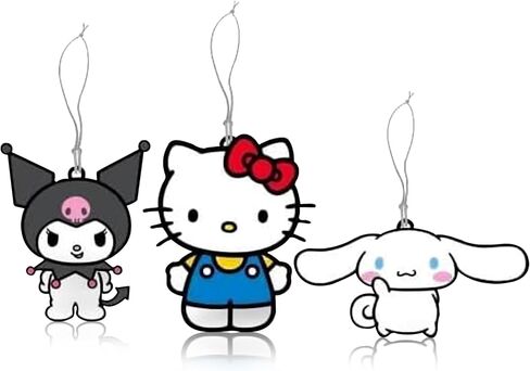 Hello Kitty Air Freshener | Cinnamoroll, Kuromi, & Kawaii Kitty Air Freshner | Car & Home Use | Strawberry Scented | 3-Pack | Officially Licensed in Saudi Arabia