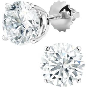 Diamond2Deal 14K Gold Gold Round Lab Clarn Diamond Stud أقراط (1CT إلى 6CT ، C-E COLL ، VS Clarity)