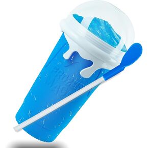 كوب صنع السلاشي من تيك توك، كوب سحري قابل للضغط، كوب صانع الايس كريم، اشياء رائعة من منتجات تيك توك، ادوات رائعة منزلية الصنع مع غطاء وماصة (350 مل، ازرق) in Kuwait