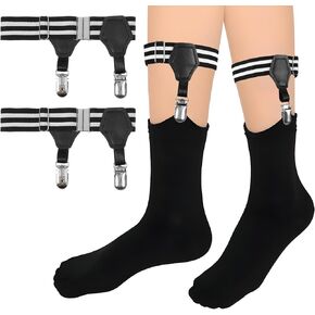 2pcs جورب جورنز للرجال ، حمالات الجورب الشريطية للرجال مع 2 مقاطع قابلة للتعديل حزام الجوارب غير القابل للانزلاق للجوارب