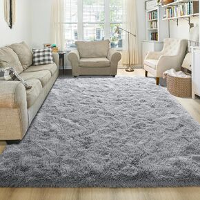 junovo Washable, Non-Slip Area Rug, Small Fluffy Area Rugs Shaggy Living Room Rug Soft Fuzzy Shag Carpet Bedside Rug Floor Mat for Nursery Bedroom Home Bedroom Aesthetic, 2x3 Feet,Black