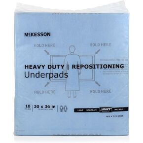 McKesson Underpads Disposable Bed Pads 30" x 36" [10 Count], Heavy Absorbency, Repositioning Incontinence Chux Pads for Adults, Elderly, and Baby, Pee Pads
