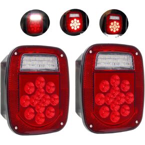 2pcs Red & White 39 LED Stop Lights Tail Lights ، ألوان مزدوجة النسخ الاحتياطي العالمي لإضاءة العلامة العكسية لإزالة الأضواء ، 12 فولت ، بديل لـ Jeep CJ YJ JK Truck Truck Truck RV ،
