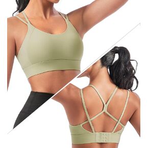 Strappy Sports Bras for Women - Padded Yoga Gym Bra Low Impact Womens Workout Tops