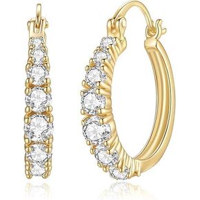 أقراط طوق ذهبية 14 كيلو لنساء 14 كيلو آرانغات الذهب الإشعاع Zirconia Zirconia Hoop حلق لعيد الحب يوم/عيد الأم/هدايا عيد الميلاد