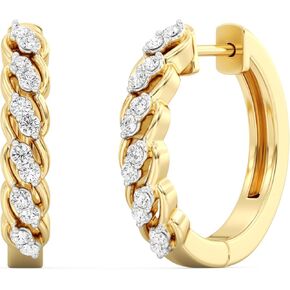 GILDED 14K Gold Plated Sterling Silver Hoop Earrings with Lab Grown Diamonds, Hinged Diamond Hoops for Women – Elegant Gold Hoops Jewelry