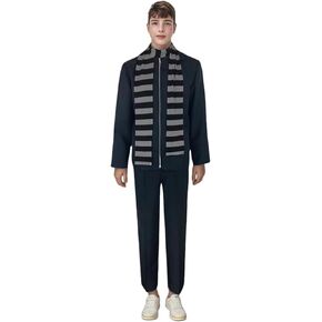 Gru Costume Black Gray Striped Scarf Accessories Set Halloween Gru Cosplay Costume for Adult Men