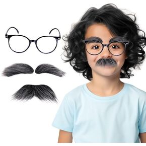 Honcloud Old Man Costume Accessories 100 Days of School Grandpa Costumes （Glasses Mustache and Eyebrow）