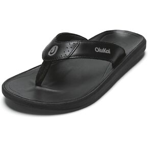 OLUKAI Pili Men's Leather Sandals, Sleek & Versatile Design, Comfortable & Waterproof Straps, Arch Support & Everyday Wear