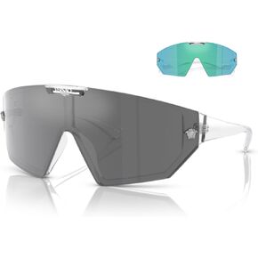 Versace VE4461 Shield Sunglasses for Men for Women +FREE SPARE Clip on Shield Lens +BUNDLE With Designer iWear Eyewear Kit