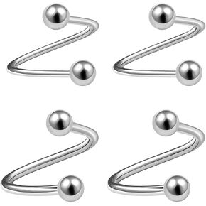 MATIGA 4Pcs Surgical Steel 20 gauge 18 gauge spiral barbell Piercing Jewelry Tragus Helix Lip Cartilage 3mm Ball More Choices