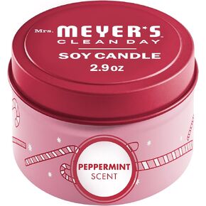 MRS. MEYER'S CLEAN DAY Soy Tin Candle, 12 Hour Burn Time, Made with Soy Wax and Essential Oils, Peppermint, 2.9 oz
